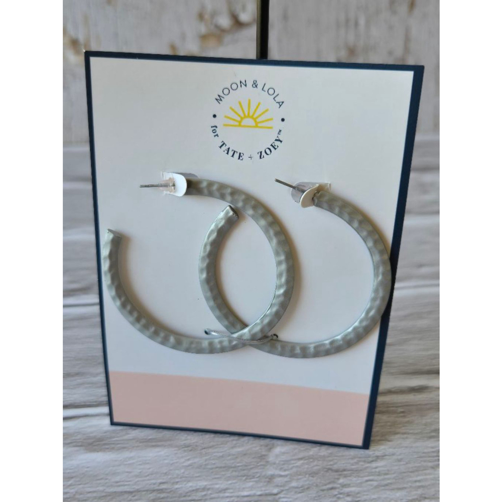 Tate + Zoey Gunmetal Hoop Earrings